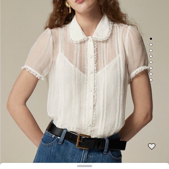 J crew Elegant White Sheer Blouse 14 - Picture 1 of 5